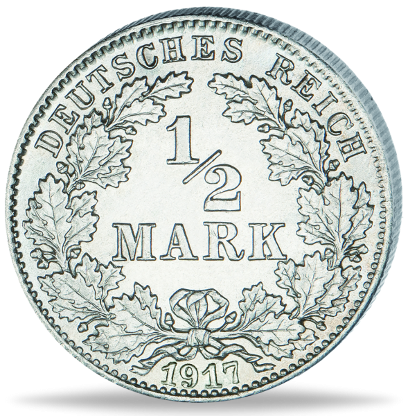 1/2 Mark „Großer Adler - G“ 1917 - Silber - Münze Vordrseite