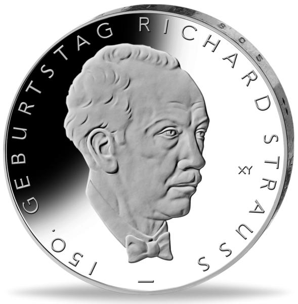 10 Euro 150. Geb. Richard Strauss - Münze Vorderansicht