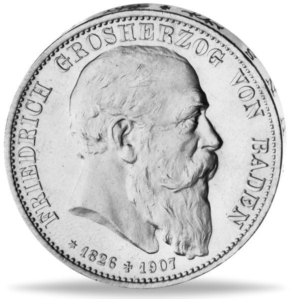 5 Mark Großherzog Friedr. I. auf den Tod 1907 - Münze Vorderseite