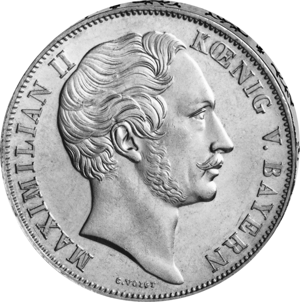 Doppelgulden 1855 Mariensäule, König Maximilian II. - Silber - Münze Vorderseite