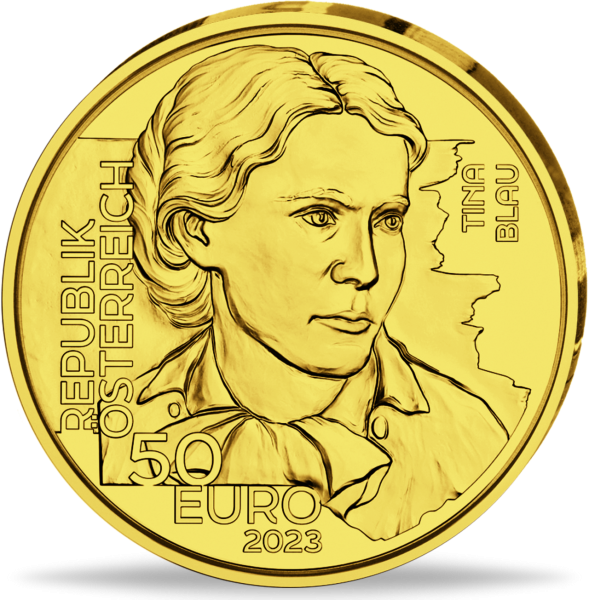 50 Euro Tina Blau - Vorderseite Goldmünze