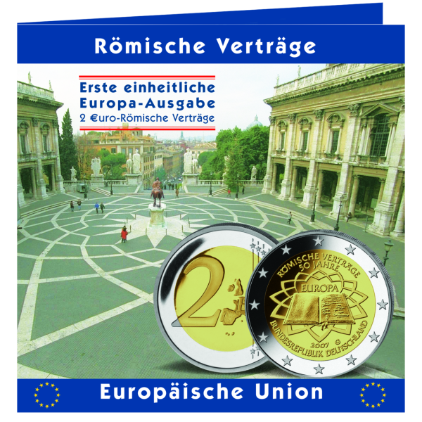 5x 2 Euro Römische Verträge, 5 Prägestätten im Sammelalbum - Albumfront