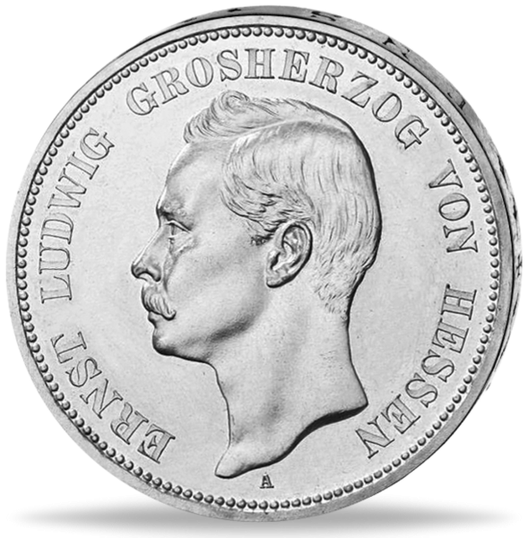 5 Mark Hessen Ernst Ludwig 1895 Silber - Münze Vorderseite