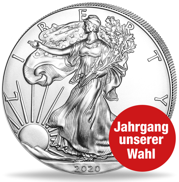 American Eagle 1 Unze Silber - Jahrgang unserer Wahl - Münze Vorderseite