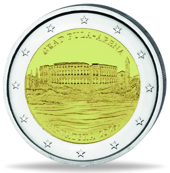 Kroatien, 2 Euro Pula Arena, 2025, bfr. - Münze Vorderseite