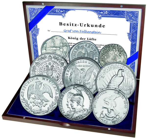 9 Münzen Adler Kollektion Koenig der Luefte - Kassette