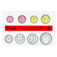 Offizieller BRD-Kursmünzensatz „1968 - PP - G“ Offizieller BRD-Kursmünzensatz „1968 - PP - G“