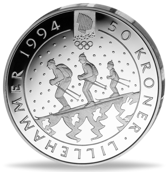 50 Norwegische Kronen Skiwanderung Olympia - Vorderseite Münze