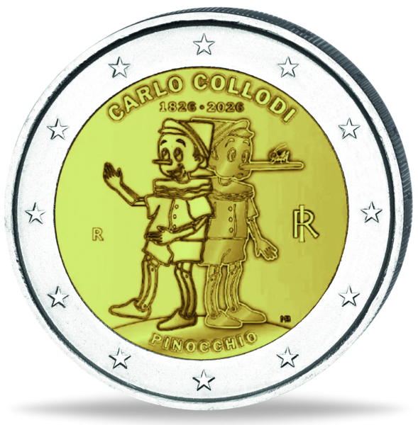2 Euro 200. Geb von Carlo Collodi, Autor von Pinocchio, bfr. - Münze Vorderseite