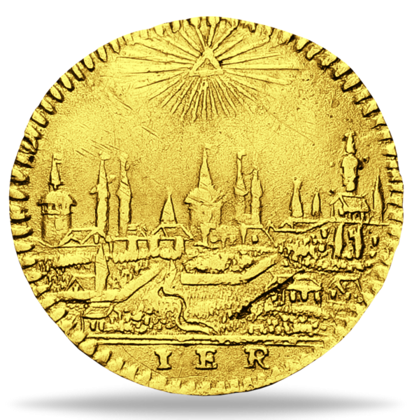 Vergoldeter Abschlag vom Kreuzer 1806, Stadtansicht - Münze Vorderseite