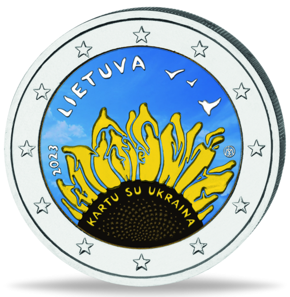2 E Zusammen m.d Ukraine Farbe - Münze Vorderseite