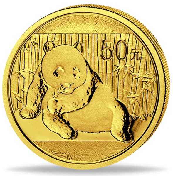 China 50 Yuan Panda 1/10 oz Gold 2015 - Münze Vorderseite