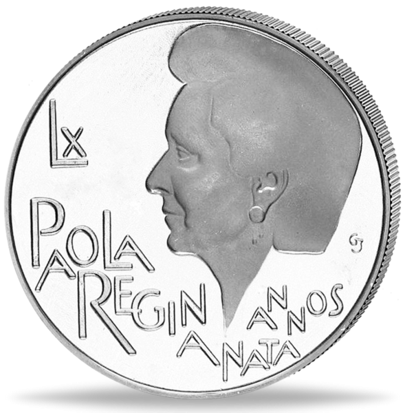 250 Belgische Francs Königin Paola, Silber - Münze Vorderseite