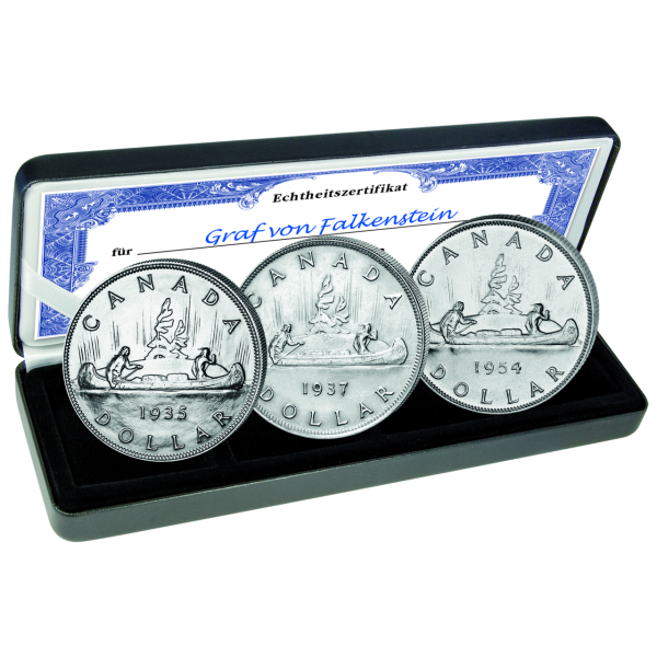 Kanada, 1 CAN-Dollar Kanu-Satz (3 Münzen) 1935-1963 - Satzbild