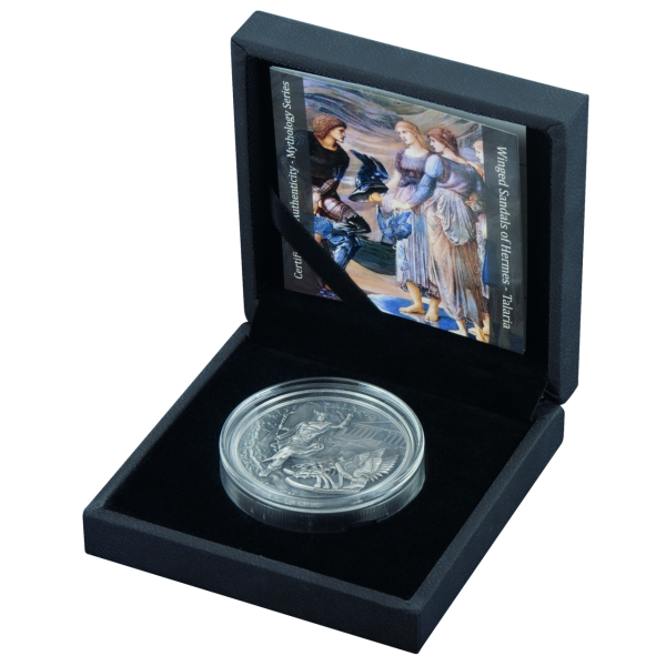 10 Dollar Hermes der Götterbote - Münze in Kapsel in Kassette