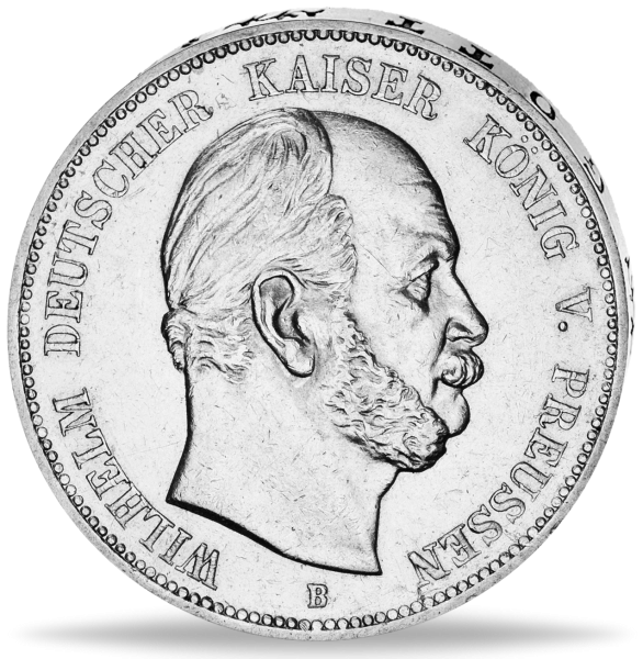 Königreich Preußen 5 Mark „Kaiser Wilhelm I.“ 1876 - Silber - Münze Vorderseite