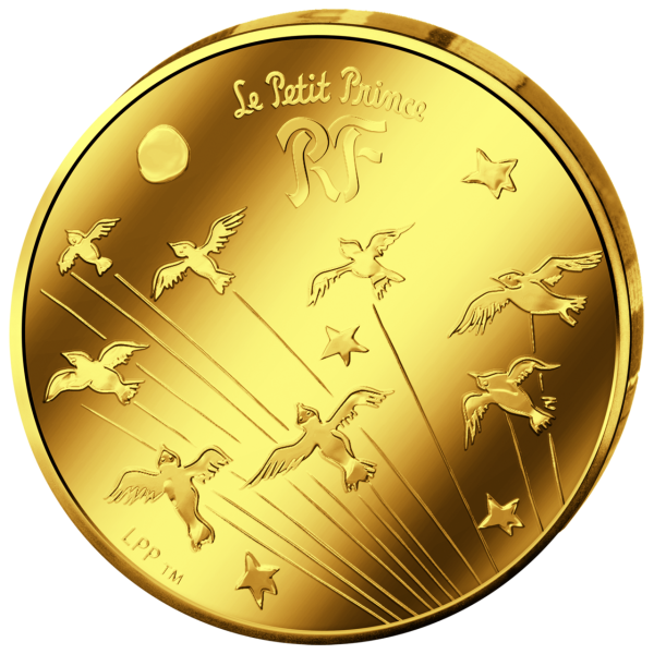 5 Euro Der kleine Prinz, Planetenflug, 2015, Gold, PP - Münze Vorderseite