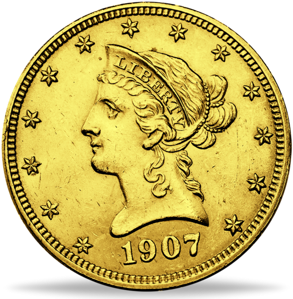 USA, 10 Dollar 1866-1907, Motiv Liberty Head mit Motto  - Münze Vorderseite