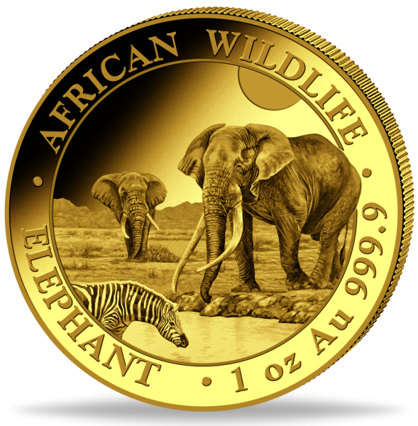 1000 Shilling Elefant 1 Unze Gold - Münze Vorderseite
