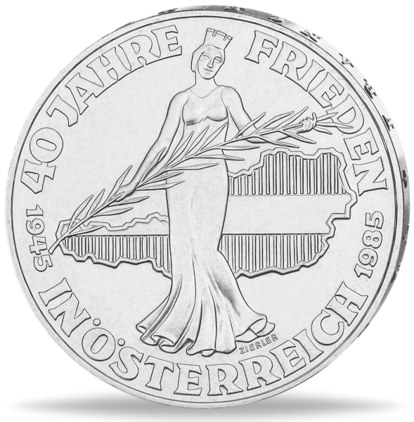 Österreich, 500 Oes 40 Jahre Frieden, 1985 - Silber - Münze Vorderseite