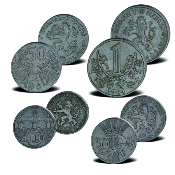 Protektorat Böhmen & Mähren, 4 Münzen - Satzbild