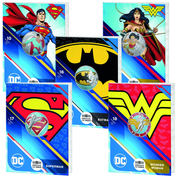 5 x 10 Euro DC Comics mit Farbapplikation - Satzbild