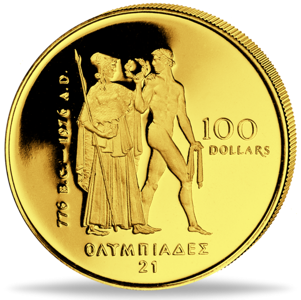 100 Dollar Olympia Montreal - Münze Vorderseite