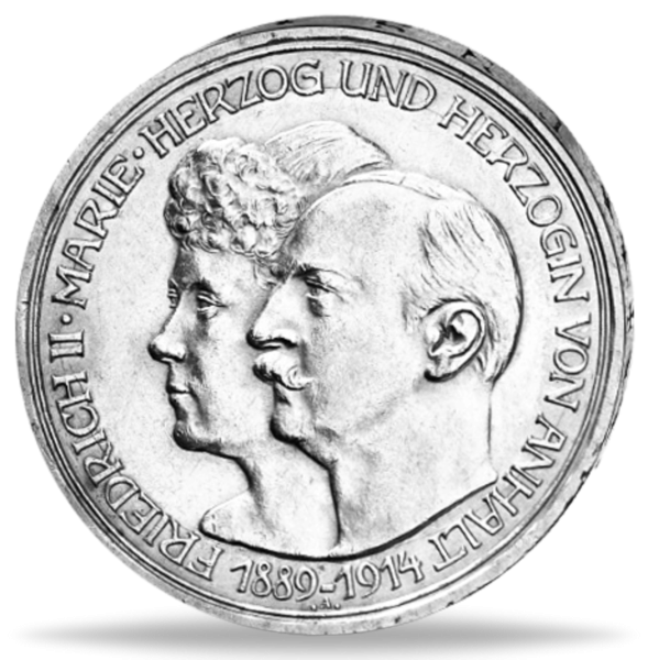 3 Mark Silberhochzeit Friedrich II. und Marie - Vorderseite Münze