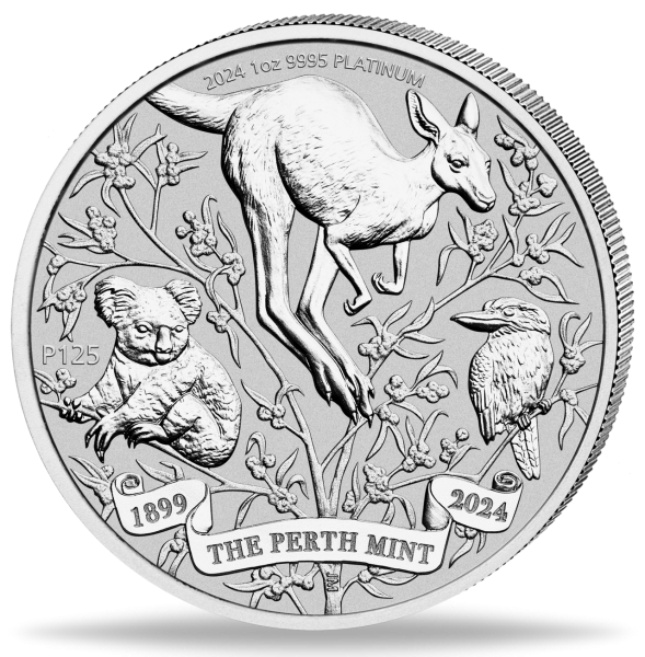 Australien 100 Dollar 125 Jahre Perth Mint 1 Unze Platin - Münze Vorderseite