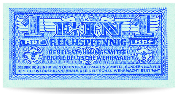 Drittes Reich, Wehrmacht, 1 Reichspfennig 1942 - Banknote Vorderseite