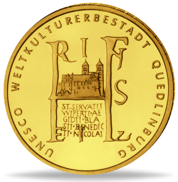 100 Goldeuro UNESCO-Weltkulturerbe Stadt Quedlinburg - Vorderseite Münze
