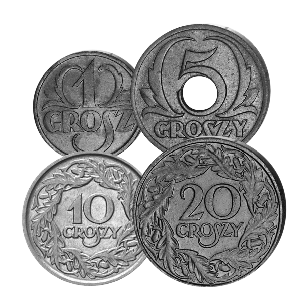 Generalgouvernement Polen, Groszy-Satz1923-1939 (4 Mz.) - Satzbild