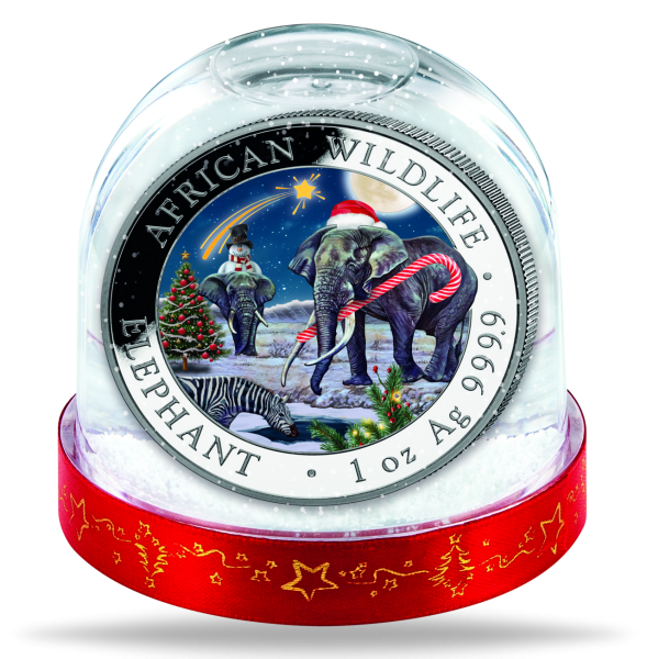 100 Shilling Schneekugel 'Elefant' 1 Unze Silber - Münze Vorderseite