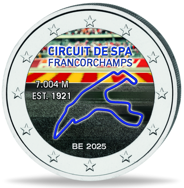 2 Euro Spa-Francorchamps mit Farbapplikation - Münze Vorderseite