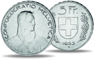 5 Schweizer Franken 1923 - Münze Vorderseite / 5 Schweizer Franken 1923 - Münze Rückseite 5 Schweizer Franken 1923 - Münze Vorderseite / 5 Schweizer Franken 1923 - Münze Rückseite