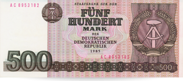 500 Mark Banknote - Vorderseite Münze