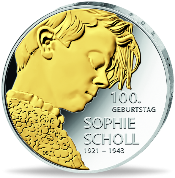 20 Euro Sophie Scholl Vergoldung - Vorderseite