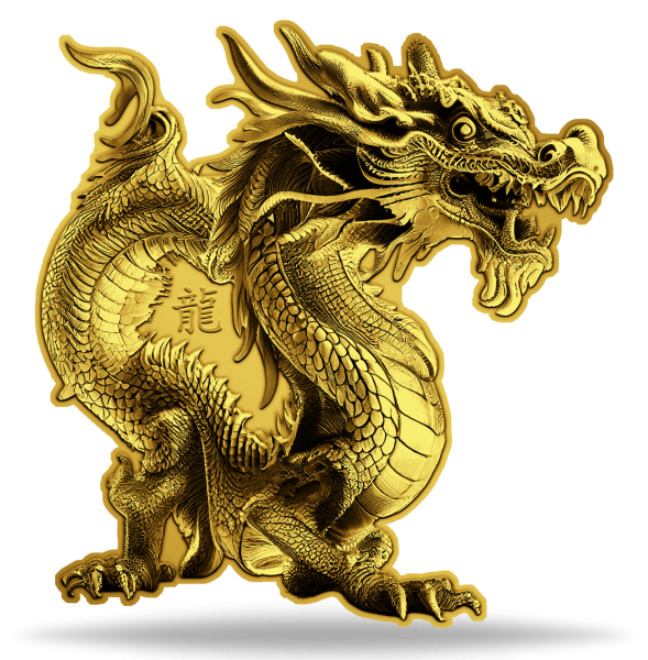 2 Cedis „Jahr des Drachen“ - Goldveredelung - Münze Vorderseite