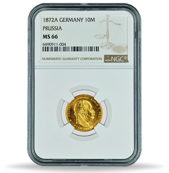 10 Mk 1872 (J.242), Kaiser & König Wilhelm I, NGC MS-66 - Münze Slab Vorderseite