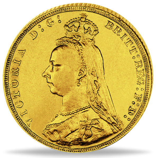 Großbritannien, 1 Pfund 1887-1892, Victoria mit Krönlein - Münze Vorderseite