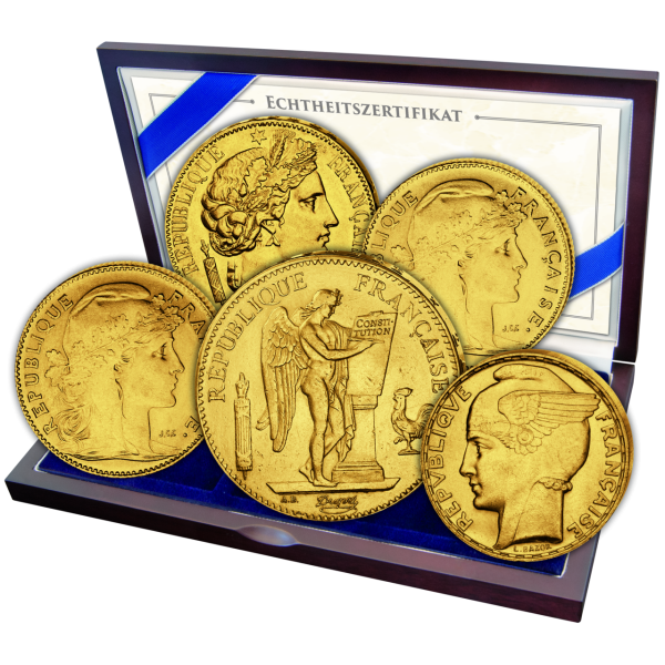 Gold-Satz der Republik Frankreich - 5 Münzen