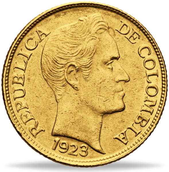 5 Pesos Gold Bolivar 1919 bis 1924 - Voderseite