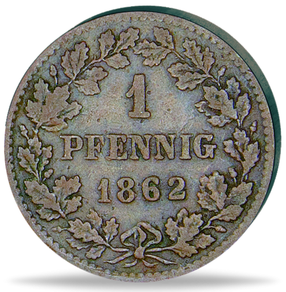 1 Pfennig Nassau Herzog Adolph - Münze Vorderseite