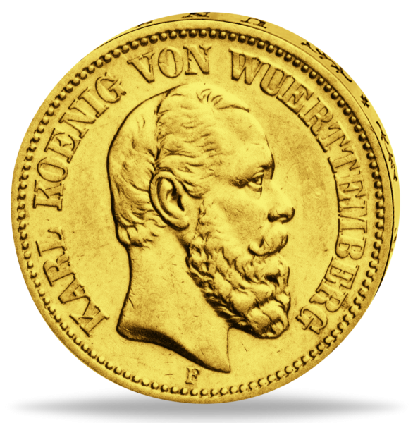 Württemberg  20 Mark „König Karl“ 1872 - Gold - Münze Vorderseite
