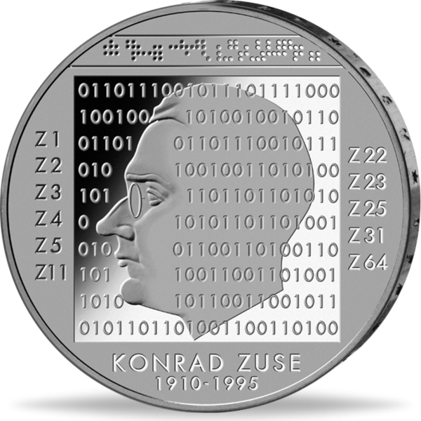 10 Euro Konrad Zuse - Münze Vorderseite