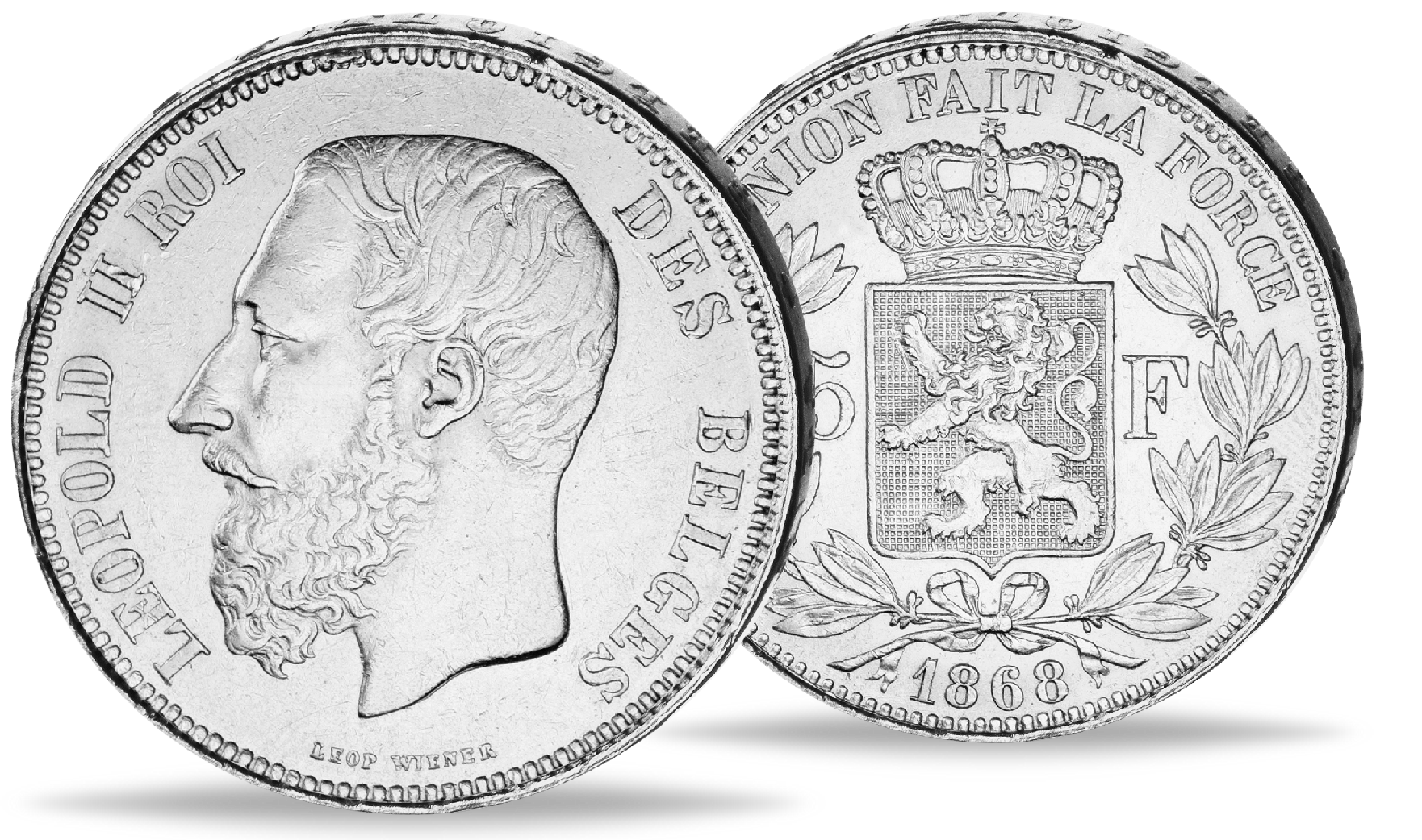 Königreich Belgien, 5 Belgische Francs 18671878, König Leopold II