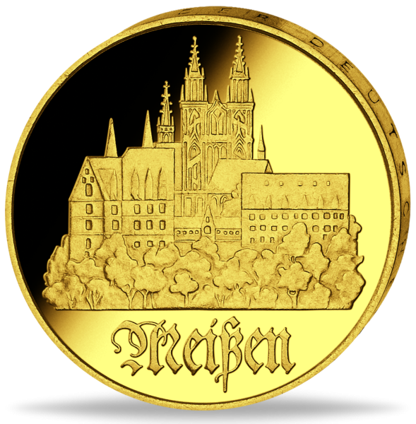 DDR, 5 Mark 1972, Meissen, Meißner Dom - vergoldet - Münze Vorderseite