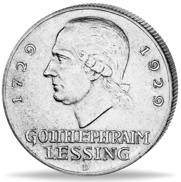 3 Reichsmark Gotthold Ephraim Lessing - Vorderseite Münze