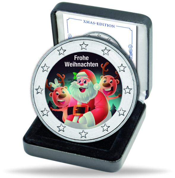 2 Euro Weihnachten 2025, Farbappli. - Münze in Etui