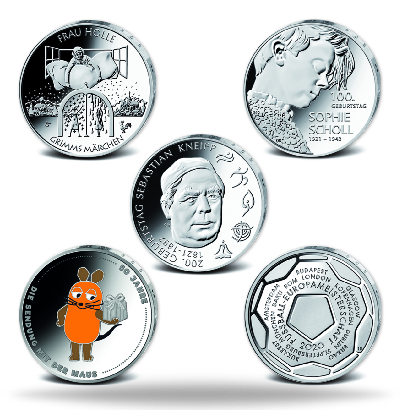 5x 20 Euro Silber-Gedenkmünzen 2021 | Münzen-Versandhaus Emporium-Merkator